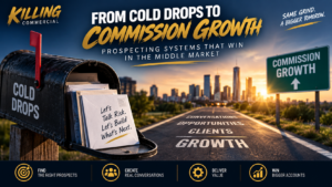 Cold prospecting drops leading to conversations, clients, and commission growth in middle market insurance.