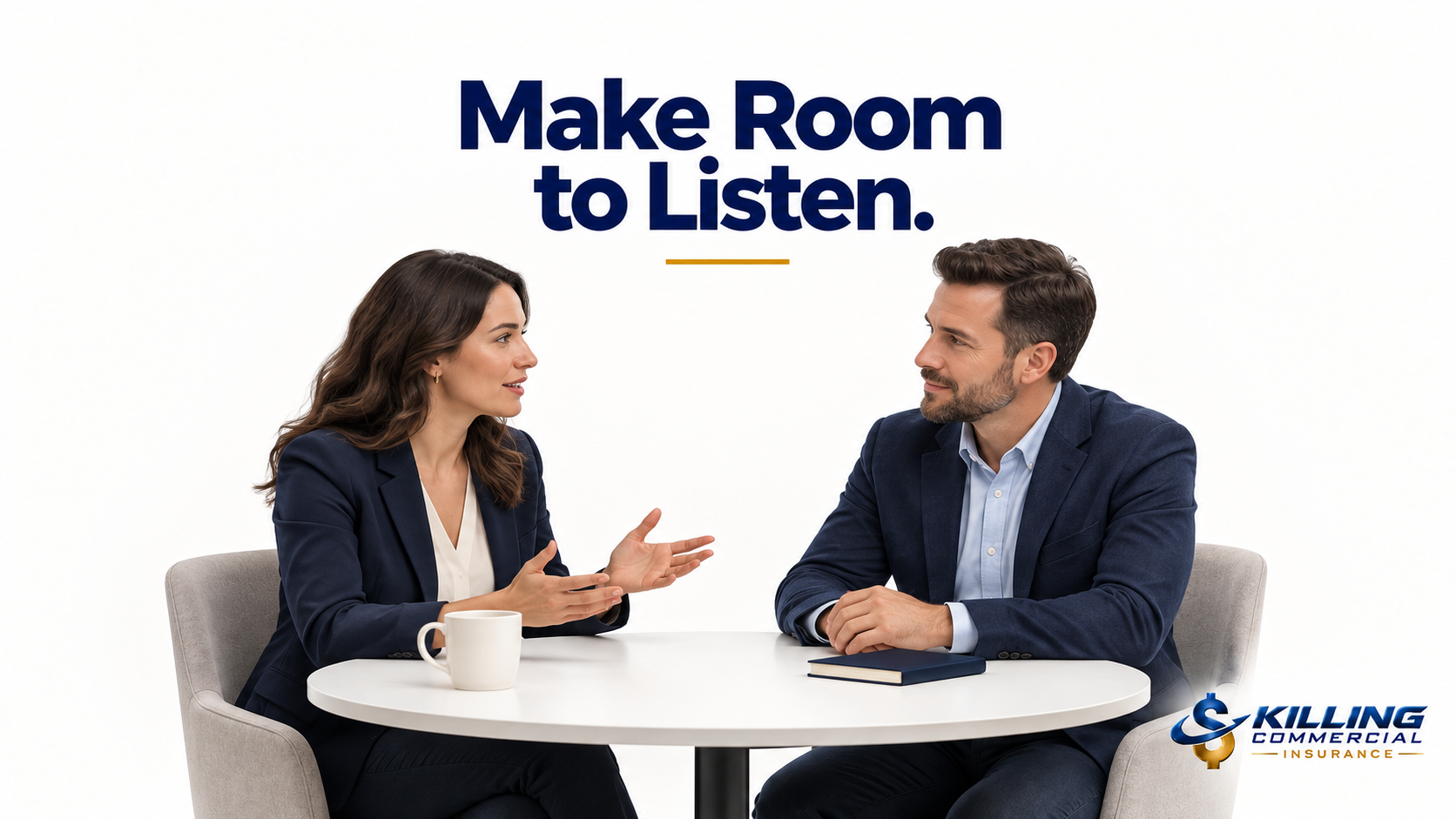 Insurance producer listening attentively as a client explains her concerns.