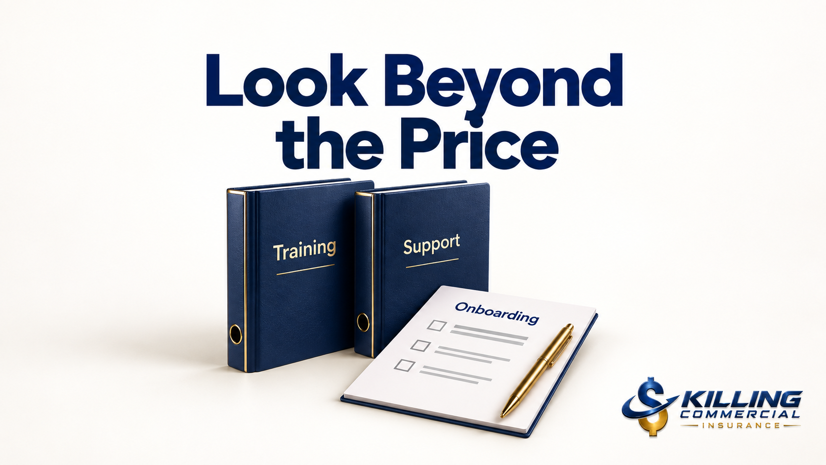 Training and support binders beside an onboarding checklist for insurance agency virtual employees.
