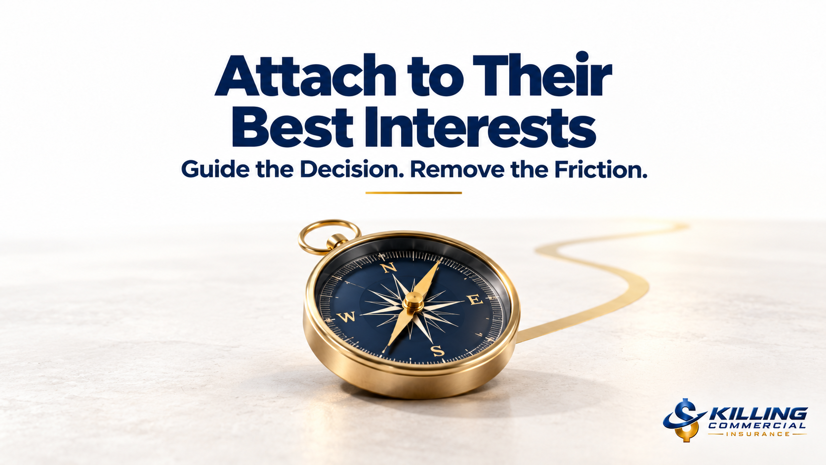 Brass compass beside a gold path, symbolizing guidance toward the client’s best interests.