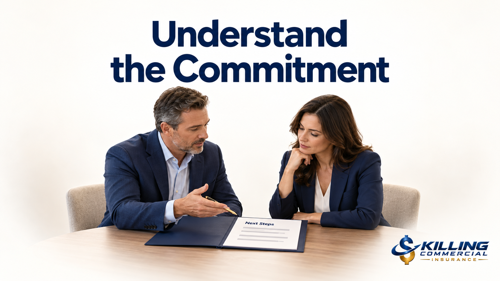 Insurance advisor and business owner discuss responsibilities and next steps for captive insurance participation.